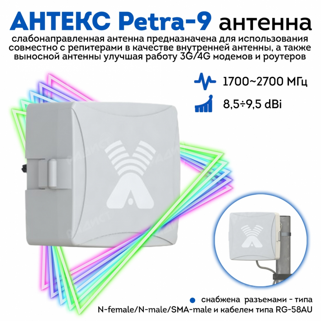 Антенна Антекс Petra-9F (9 dB, 1700-2700MHz, F-type)
