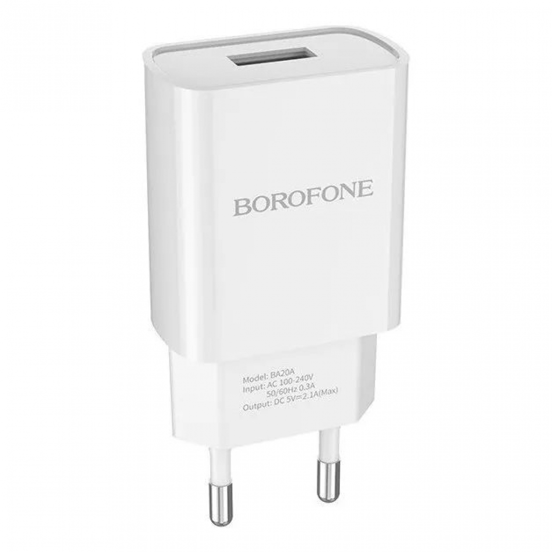 Сетевое зарядное устройство (СЗУ) Borofone BA20A (USB), 2.1 А, белый