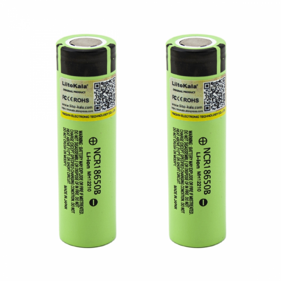 Аккумулятор LiitoKala NCR18650B Li-Ion 3400mAh 2шт, плоский контакт