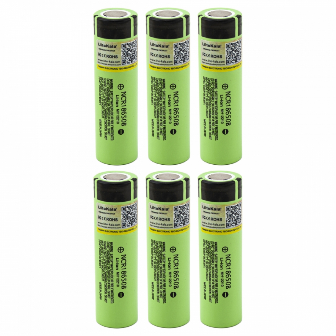 Аккумулятор LiitoKala NCR18650B Li-Ion 3400mAh 6шт, плоский контакт