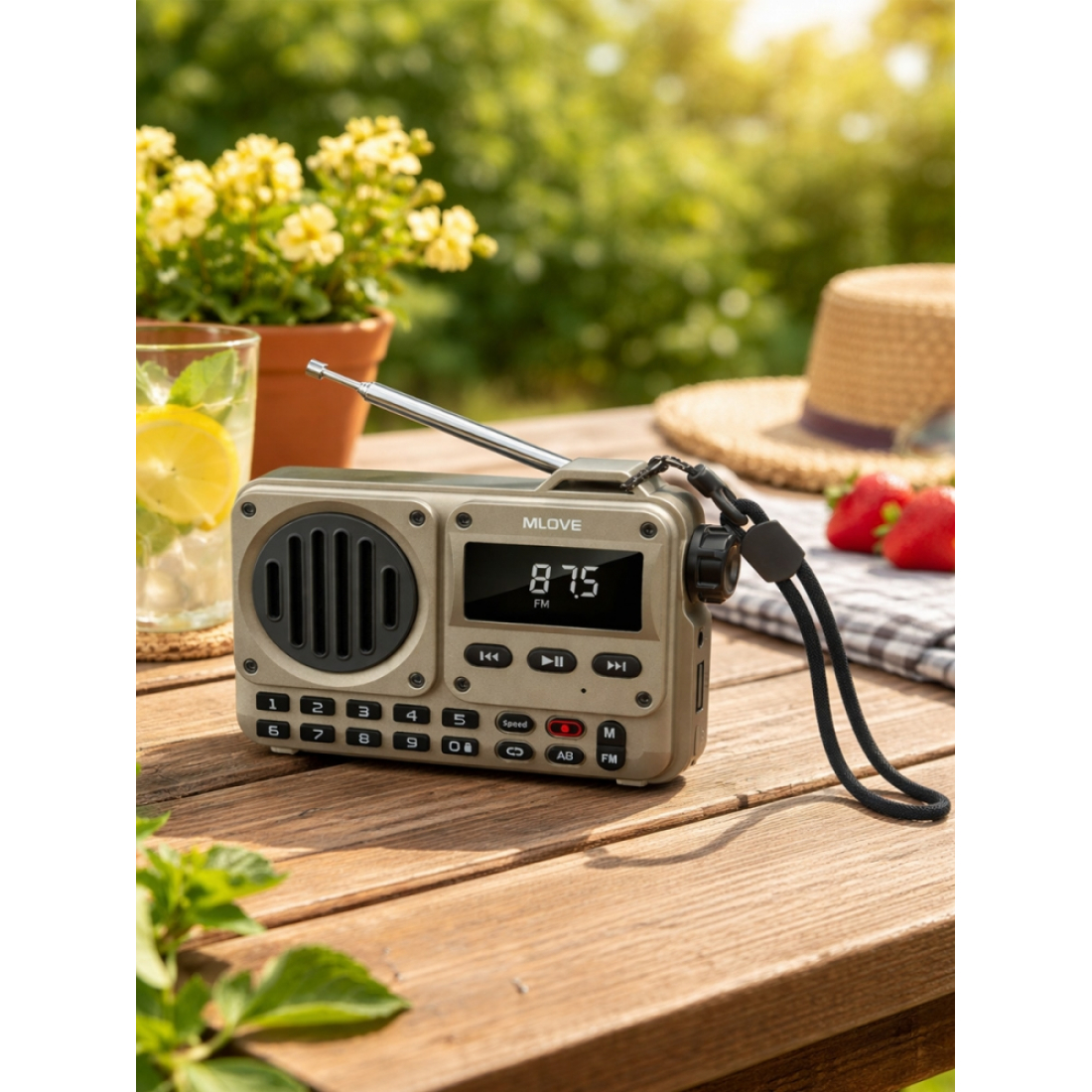 Портативная Bluetooth-колонка MLOVE BV800 Rose Gold (портативное FM радио, MP3-плеер, MicroSD)