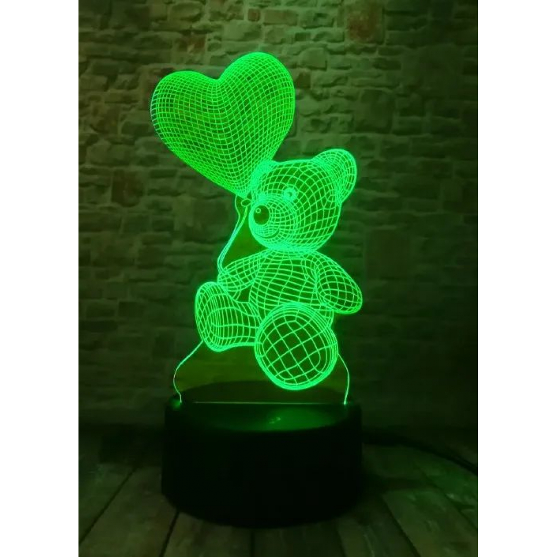 Светодиодный 3D ночник Мишка с сердцем, USB, 8 цветов