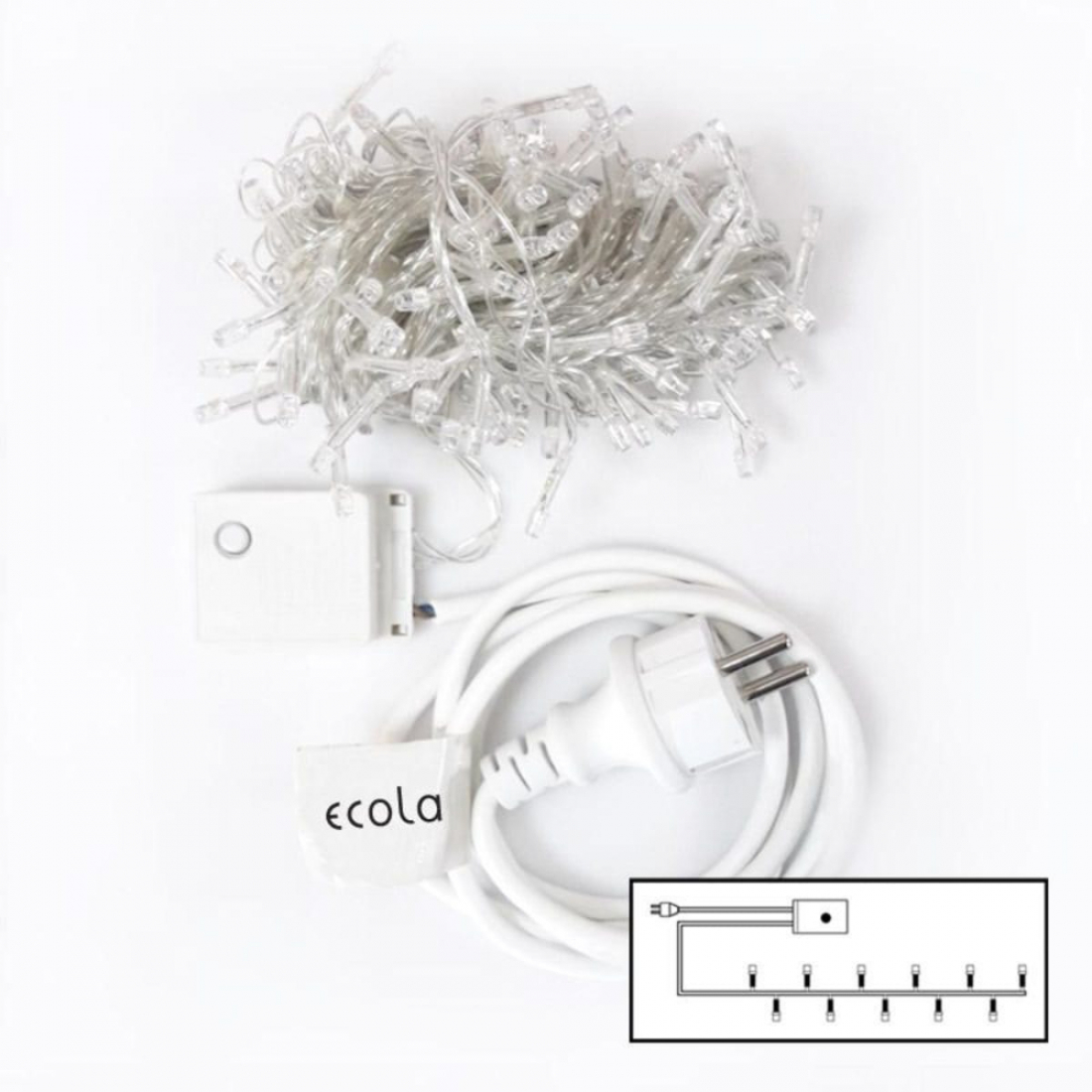 Гирлянда светодиодная Ecola Нить 6м 100Led IP44 белый холодный