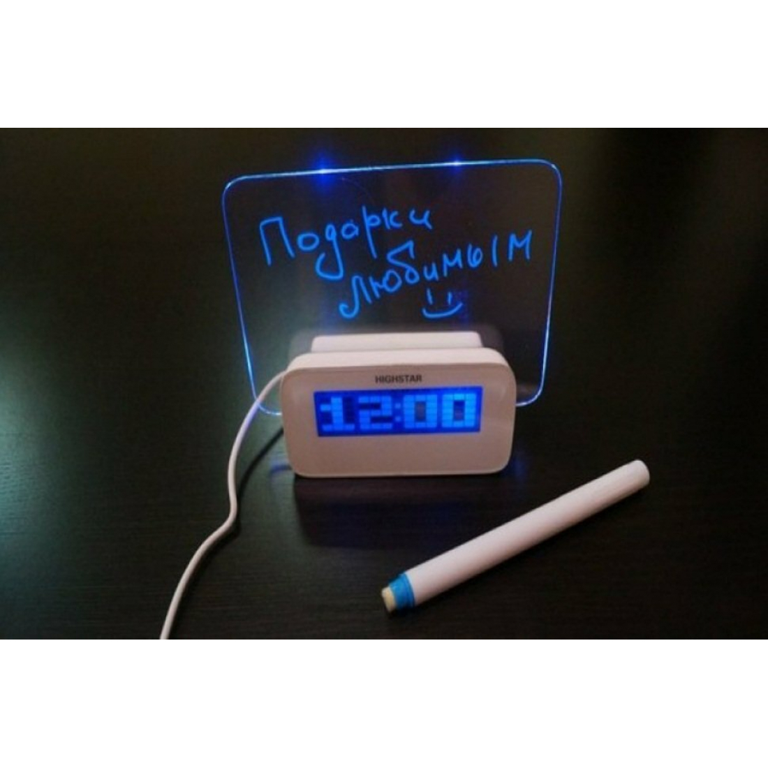 Будильник со светящейся доской для записей Highlighter Memo Board Синий