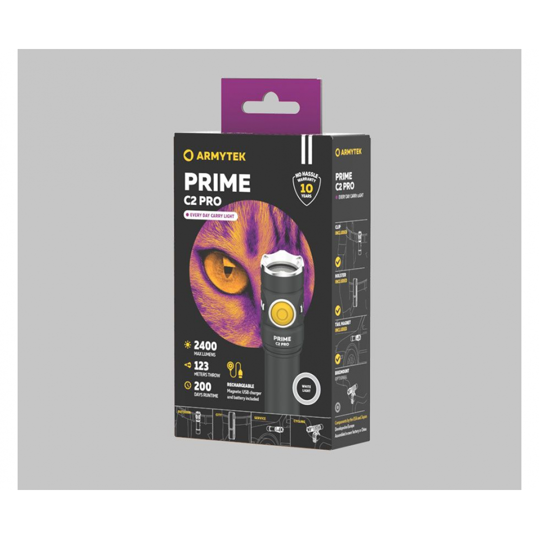 Фонарь Armytek Prime C2 Pro Magnet USB+18650, 2400 лм / холодный свет