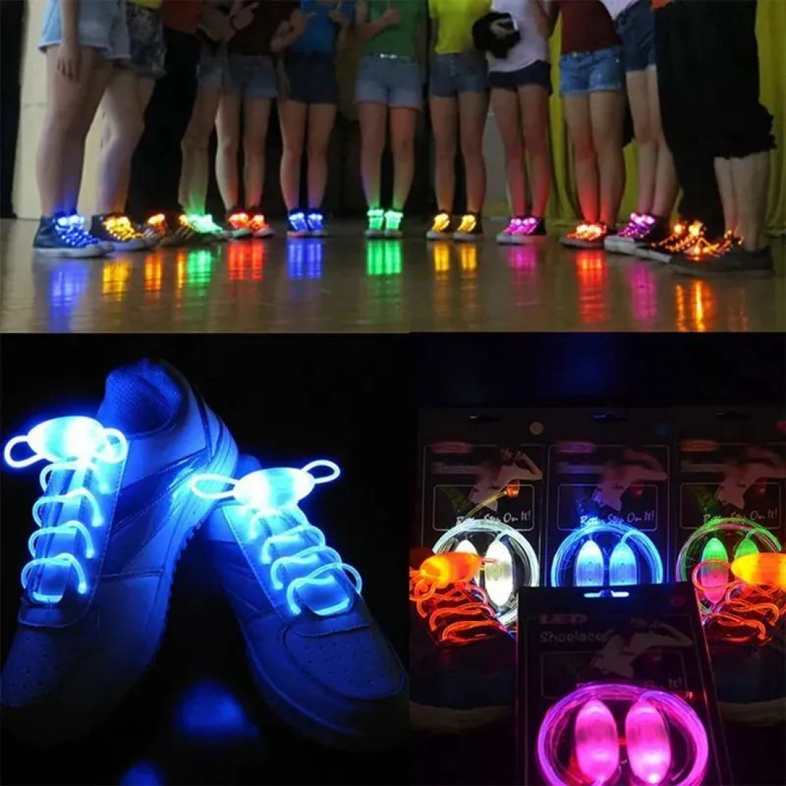 Светящиеся шнурки с LED подсветкой 80см (Цветные 2 шт)