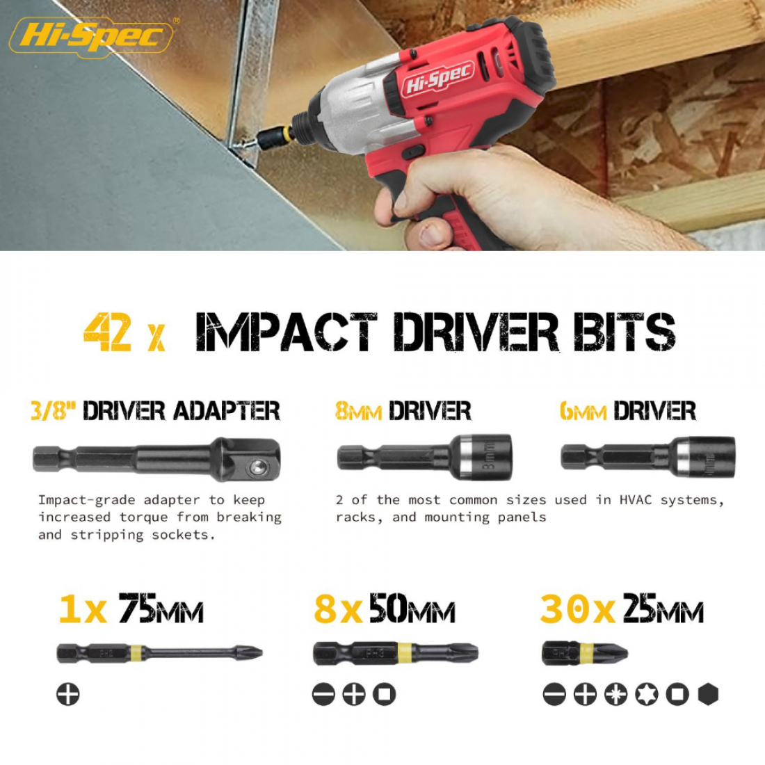 Набор бит Hi-Spec DT40287 (44 предмета)