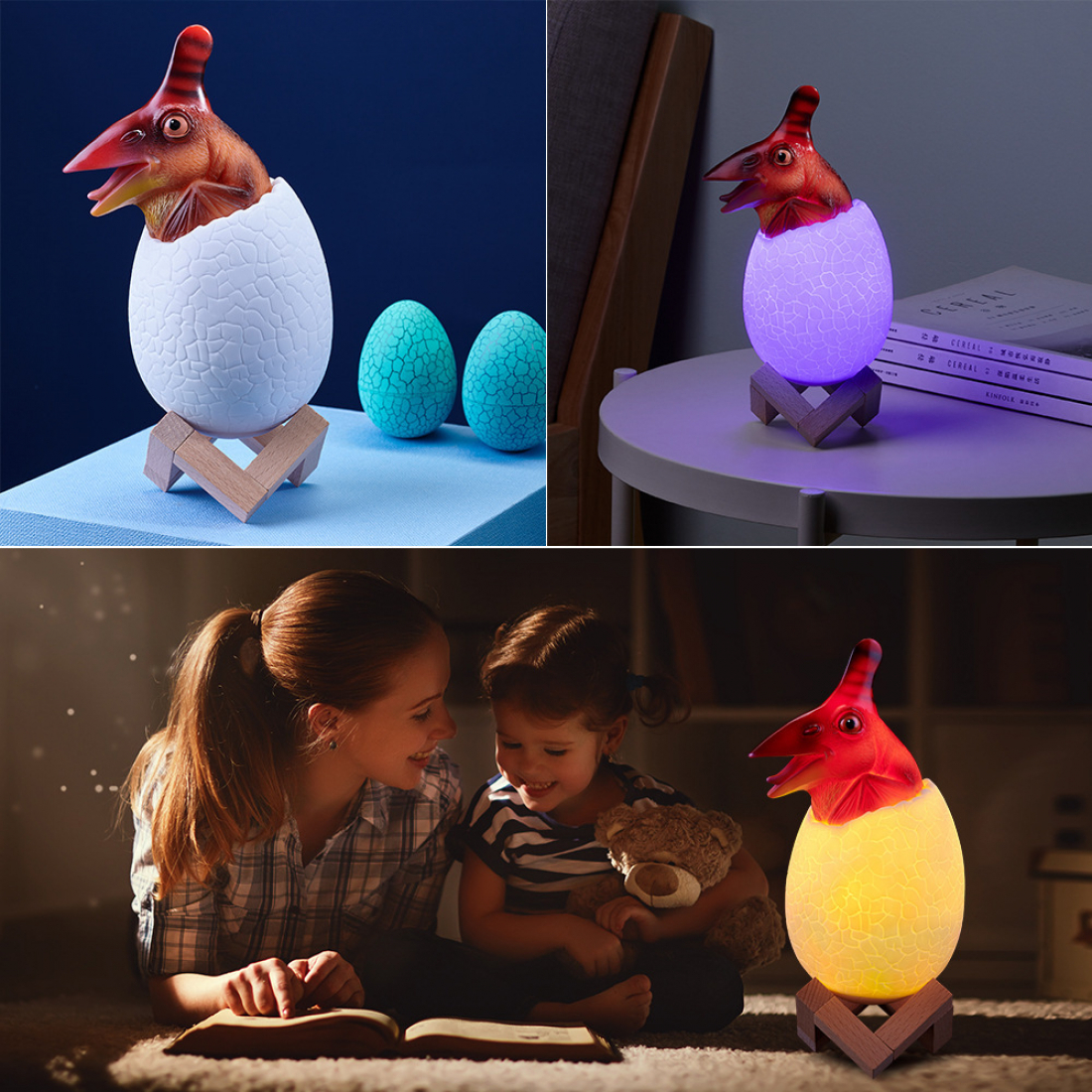 3D Светильник Ночник Динозавр в яйце, USB, 16 цветов, 4 режима, Птерозавр