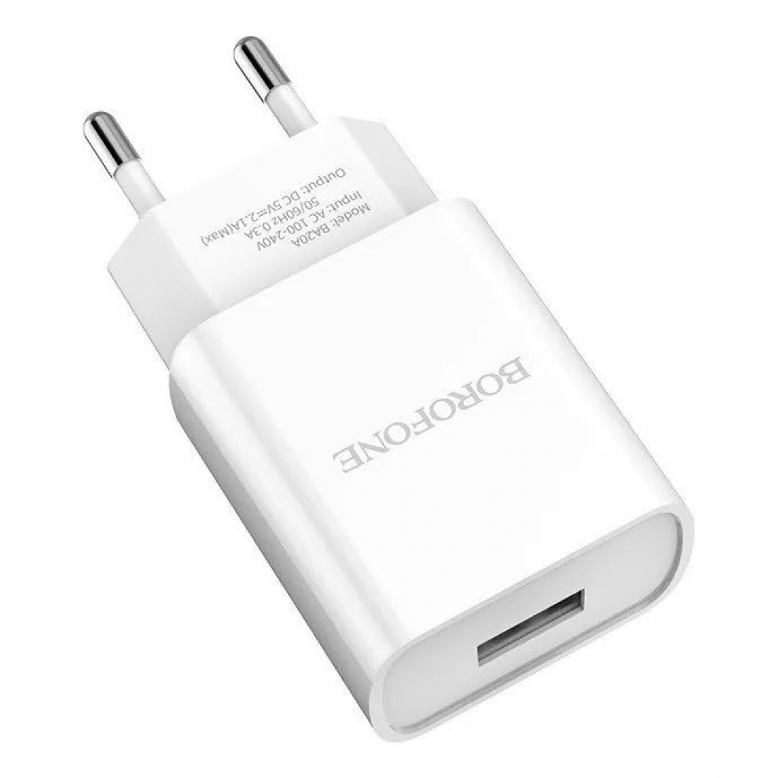 Сетевое зарядное устройство (СЗУ) Borofone BA20A (USB), 2.1 А, белый