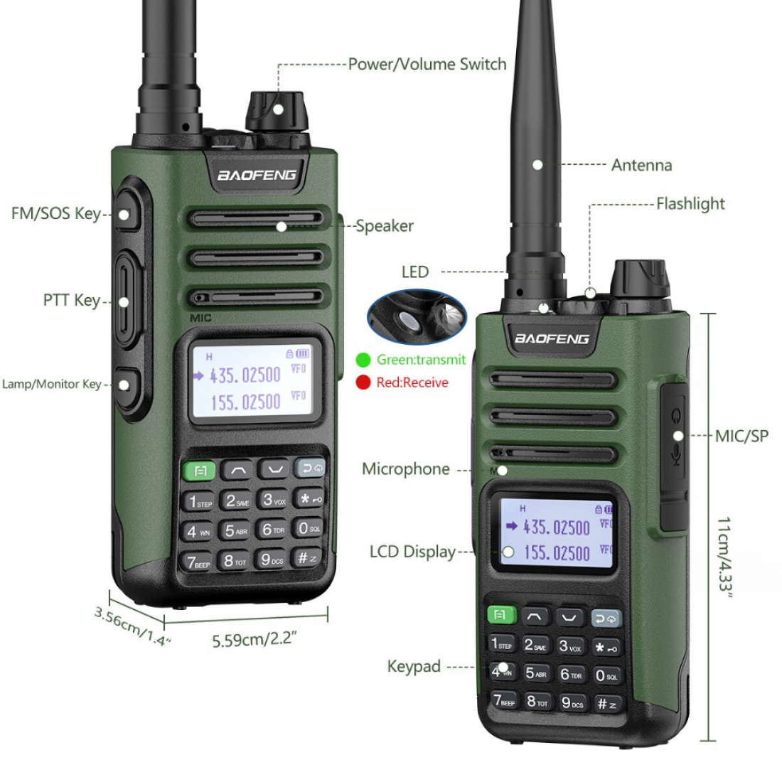 Baofeng UV-13 PRO зарядка TYPE-C (зеленый)