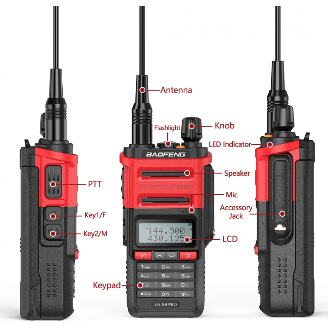 Baofeng UV-9R Pro IP68 и ударопрочный корпус (красный)