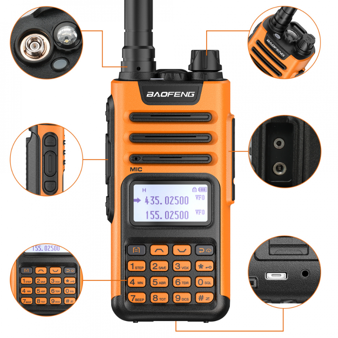 Baofeng UV-13 PRO зарядка TYPE-C (оранжевый)