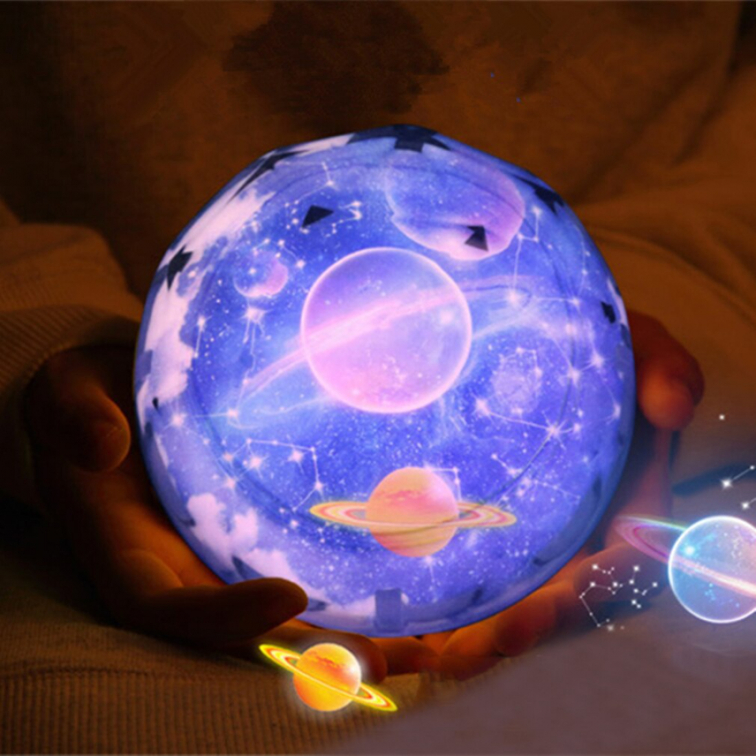 Светильник - проектор звёздного неба (планеты) Magic Diamonds projection lamp (5 сменных фонов + вращение)