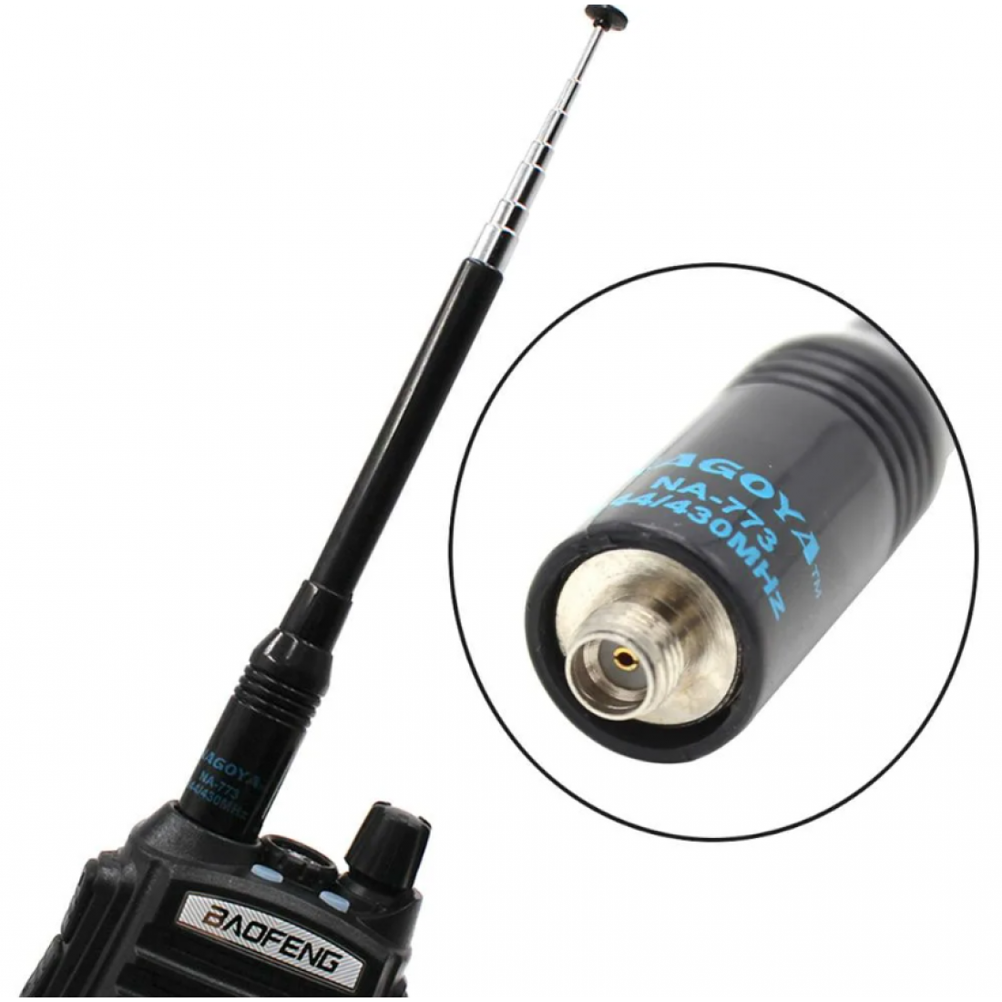 Антенна Nagoya na 773 (SMA-F) телескопическая двухдиапазонная 136-174/400-480MHZ