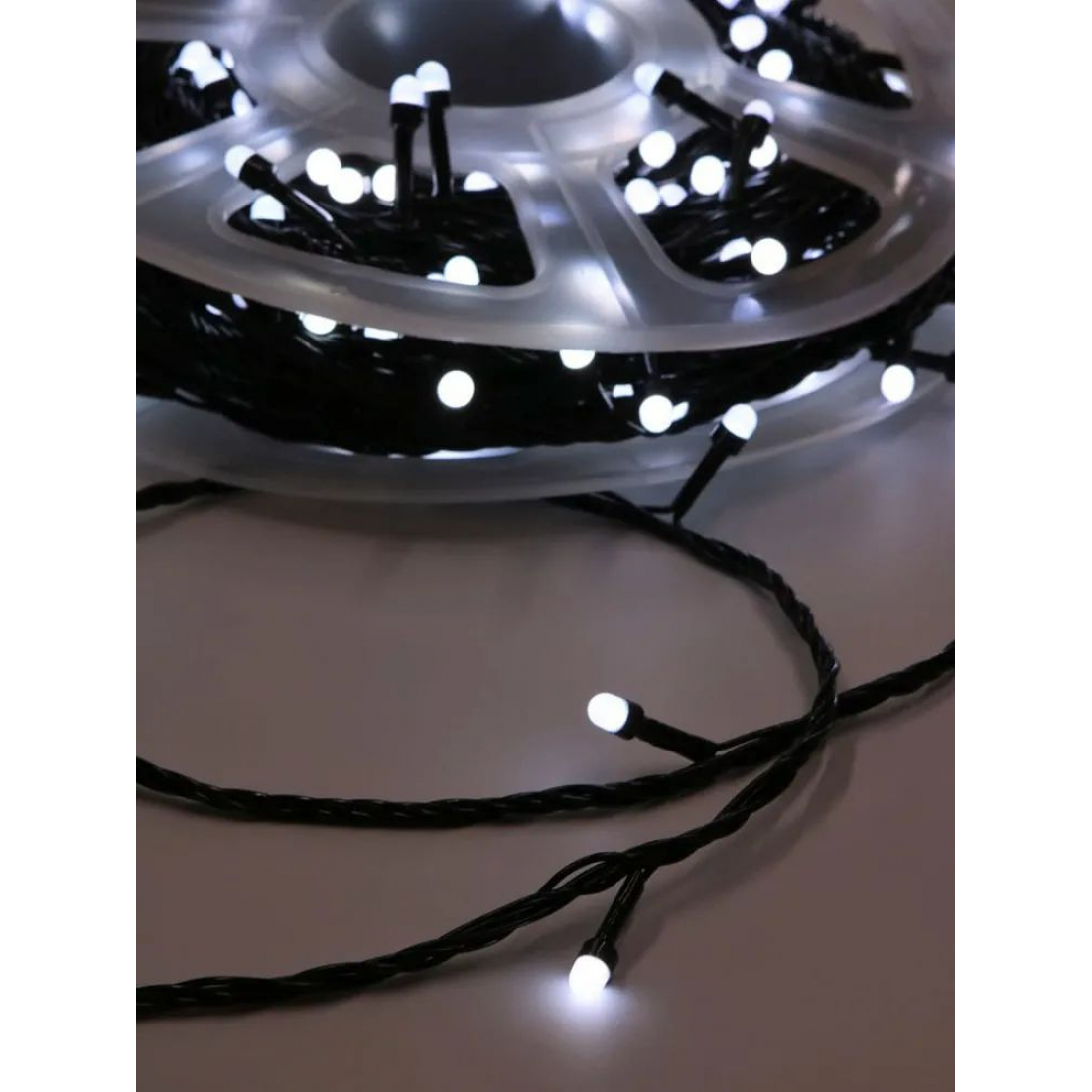 Новогодняя гирлянда светодиодная нить белая (холодный свет) 1000 led (100 метров), 1 режим (постоянный свет)