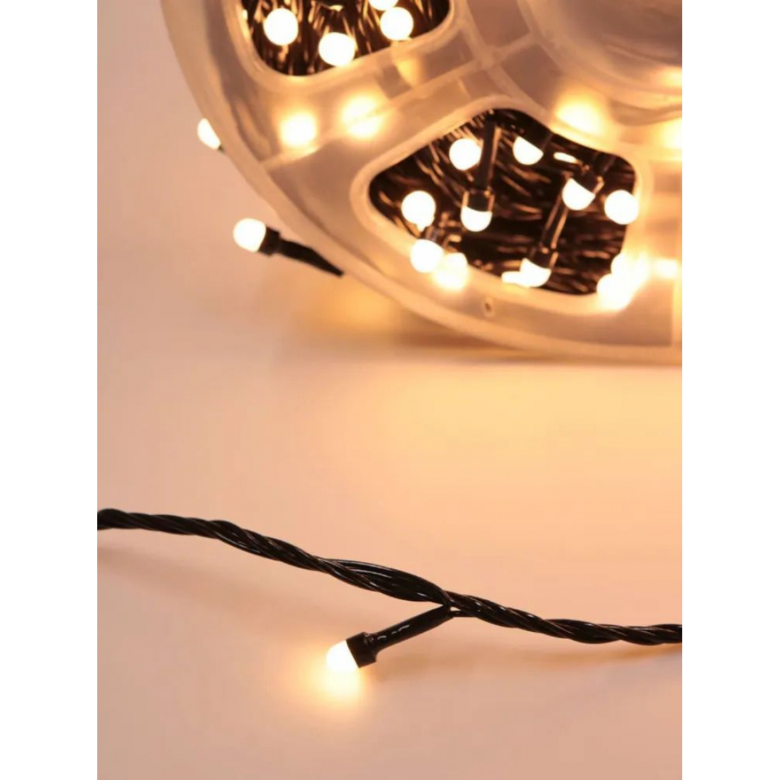 Новогодняя гирлянда светодиодная нить белая (тёплый свет) 1000 led (100 метров), 1 режим (постоянный свет)