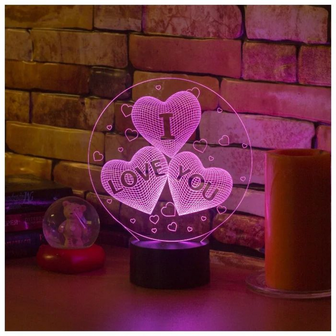 Светодиодный 3D ночник I LOVE YOU, USB, 8 цветов