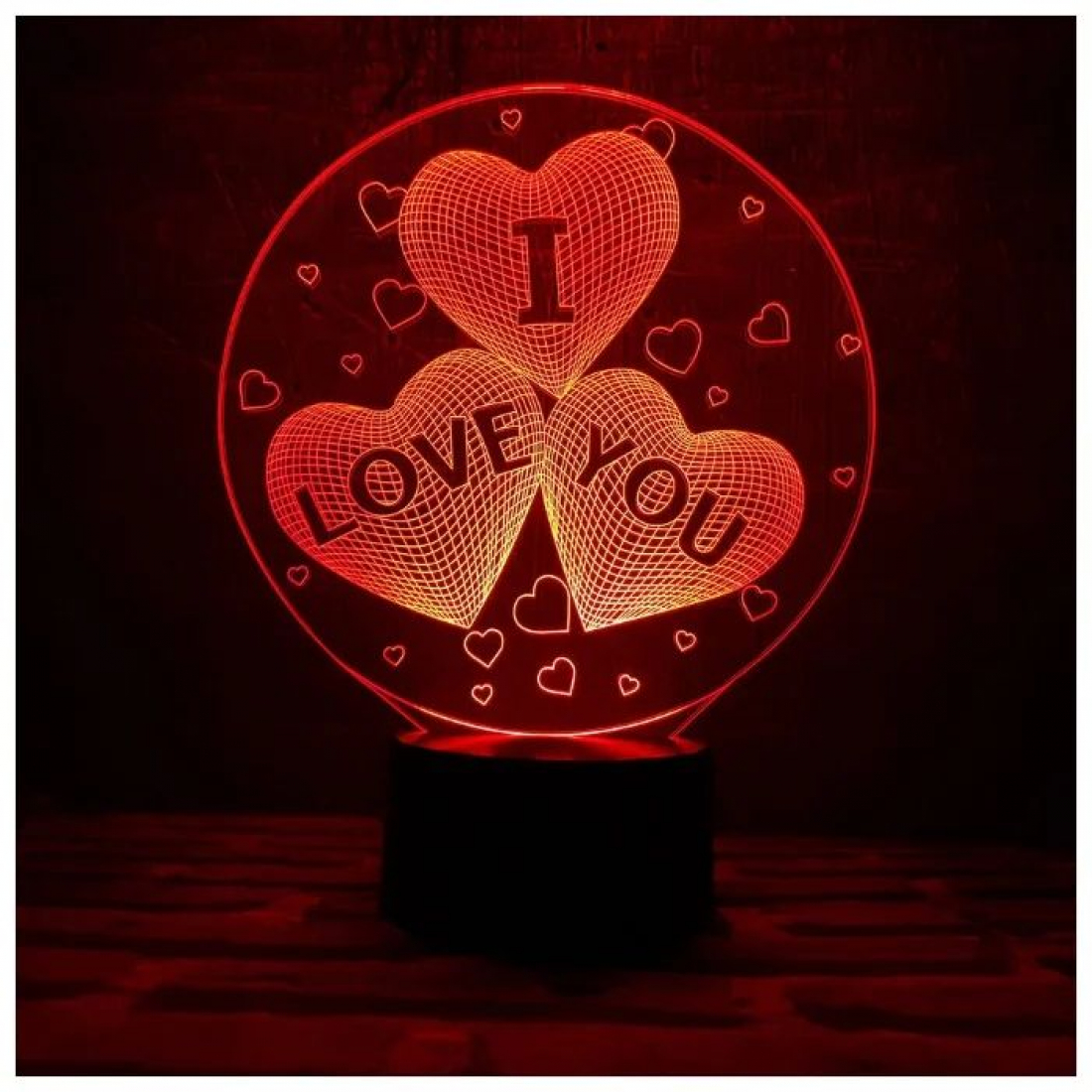 Светодиодный 3D ночник I LOVE YOU, USB, 8 цветов