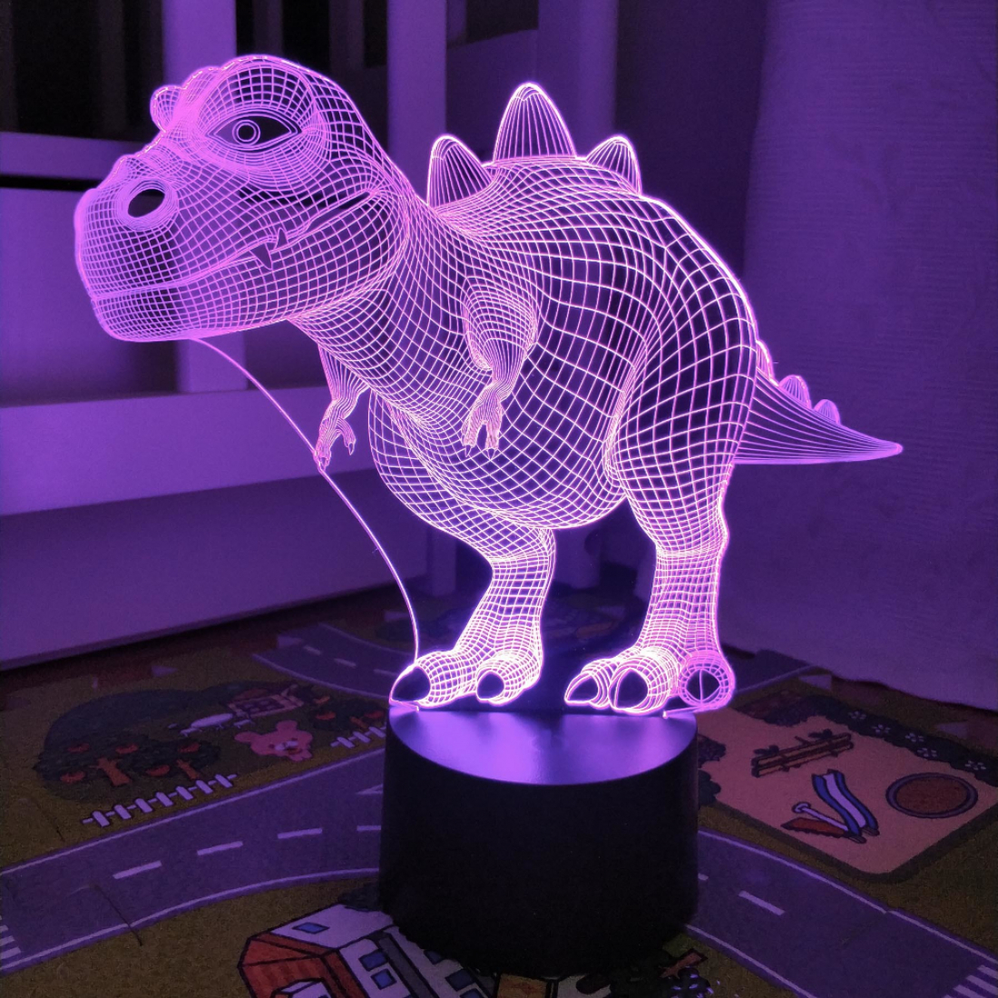 Светодиодный 3D ночник Динозавр, USB, 8 цветов