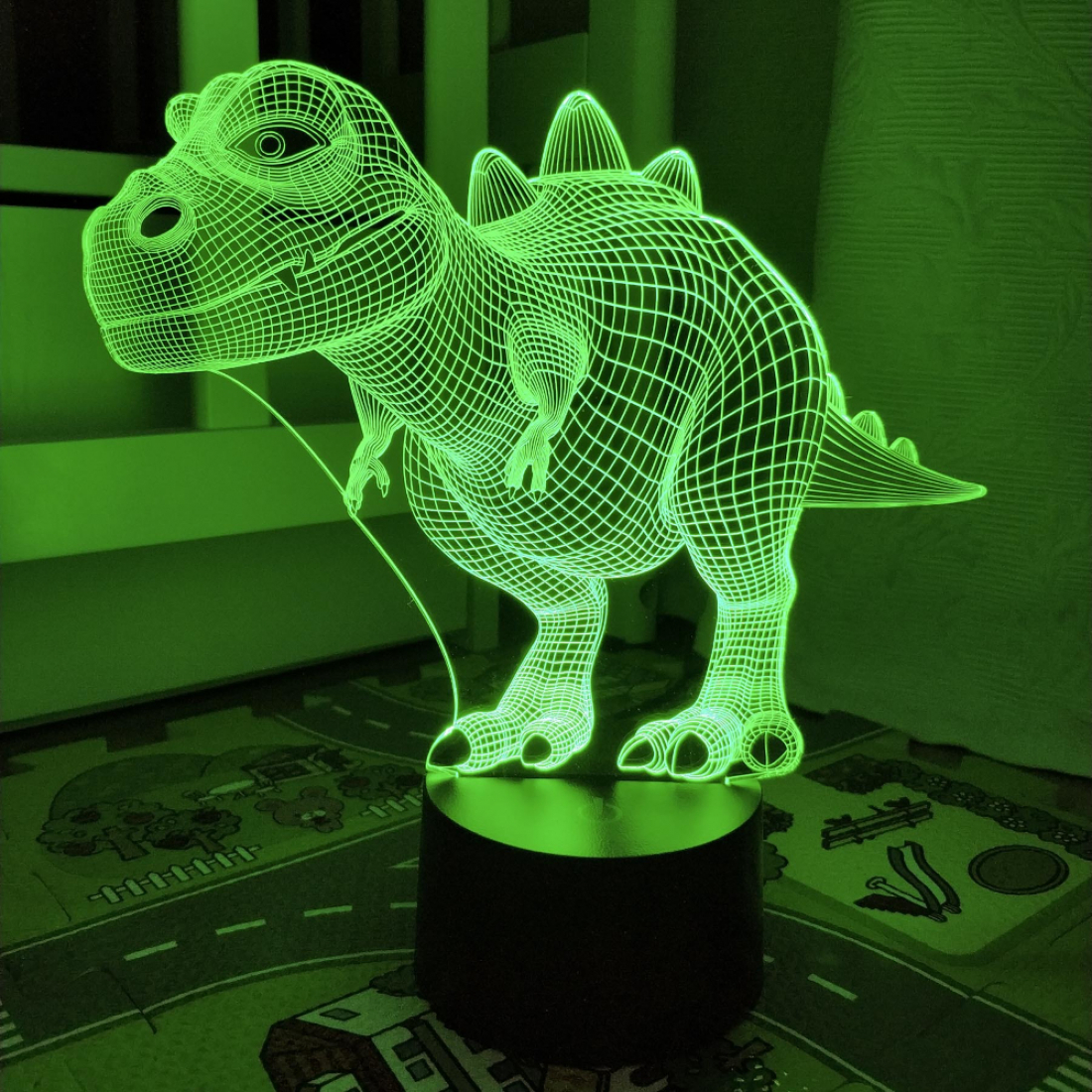 Светодиодный 3D ночник Динозавр, USB, 8 цветов
