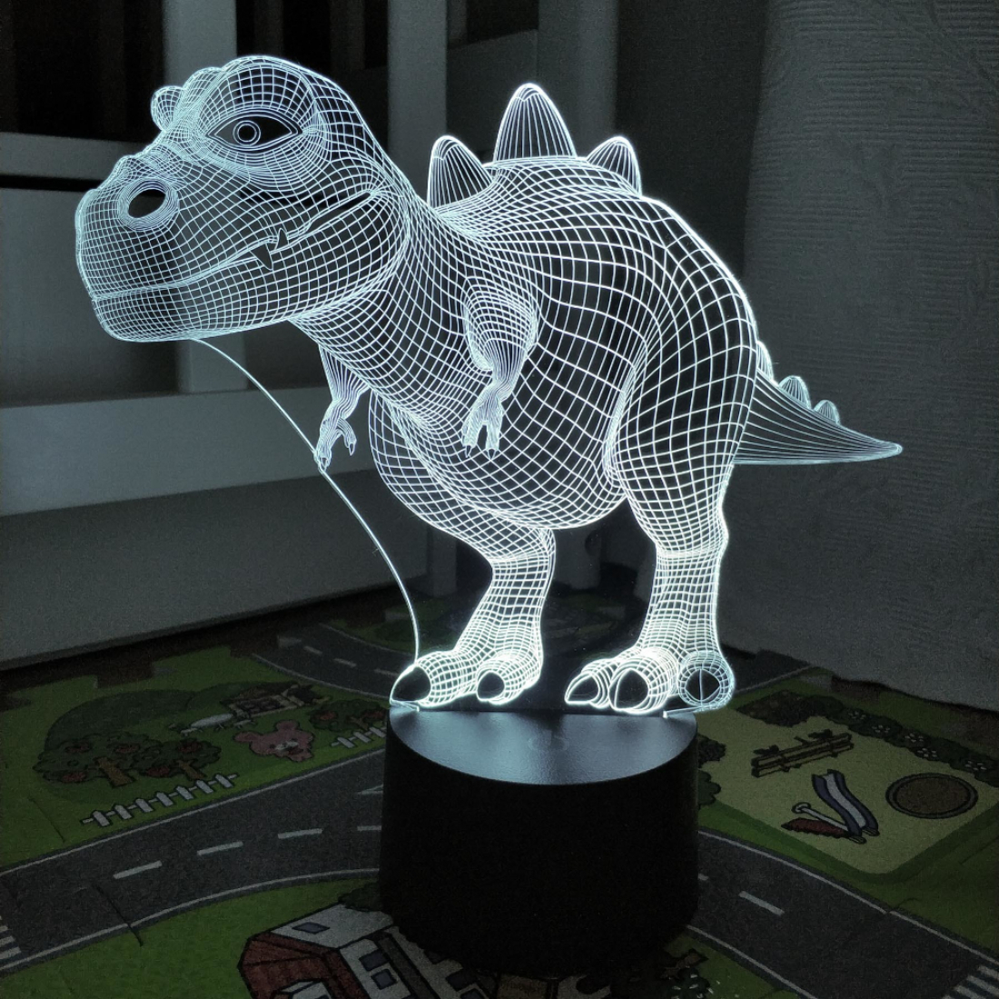 Светодиодный 3D ночник Динозавр, USB, 8 цветов