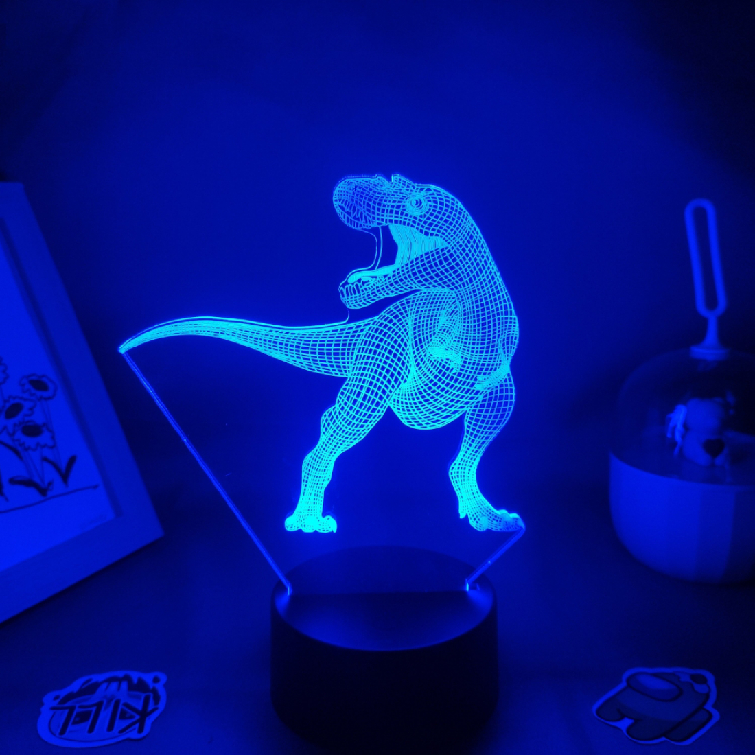 Светодиодный 3D ночник Динозавр 2, USB, 8 цветов