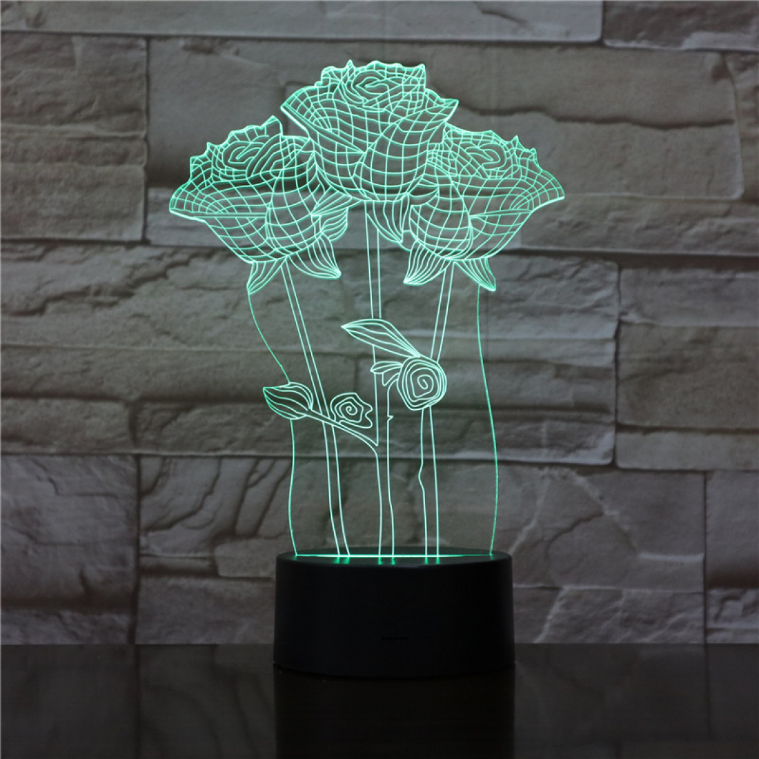 Светодиодный 3D ночник Розы, USB, 8 цветов