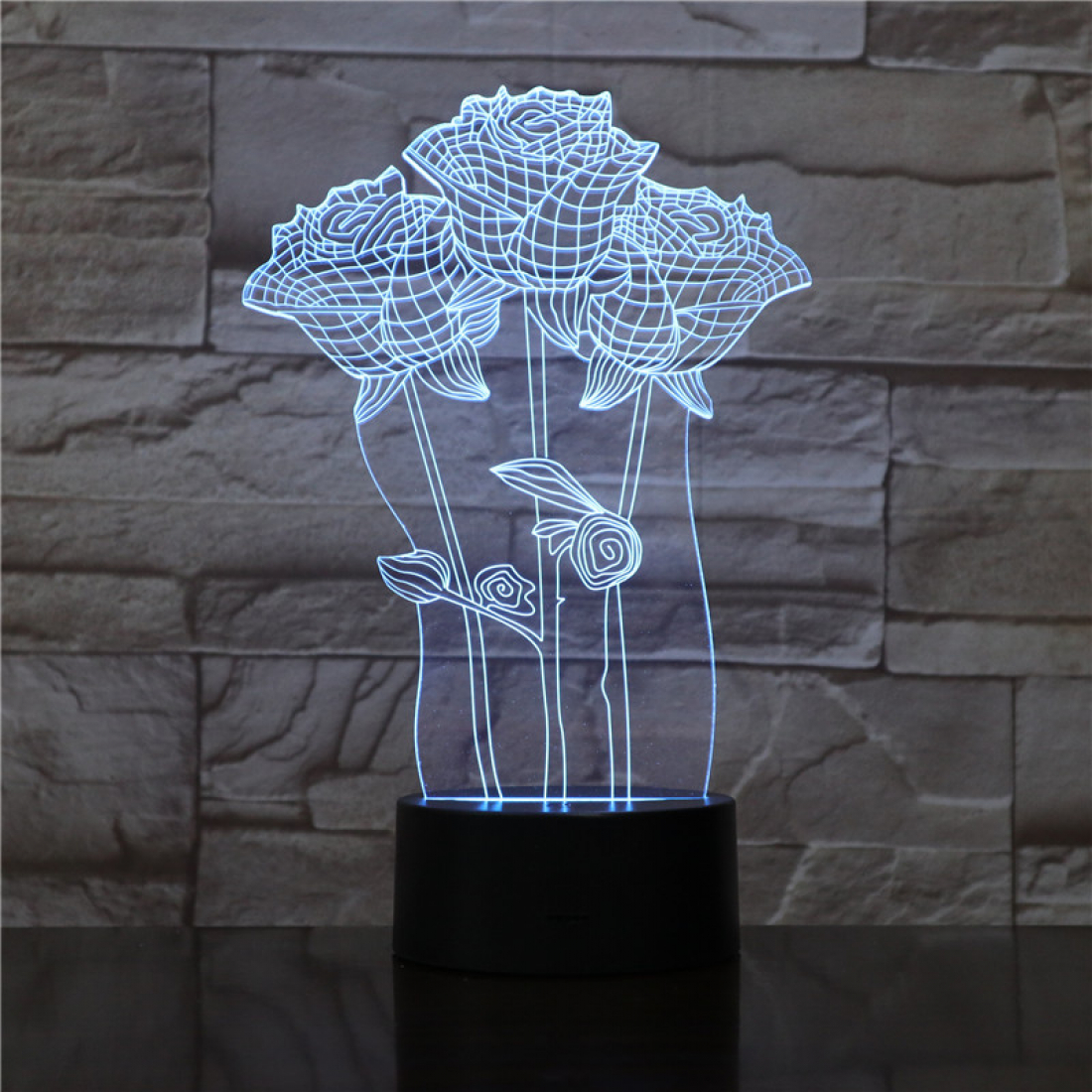 Светодиодный 3D ночник Розы, USB, 8 цветов