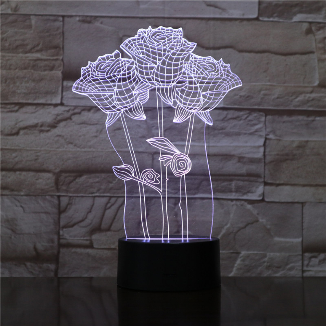 Светодиодный 3D ночник Розы, USB, 8 цветов