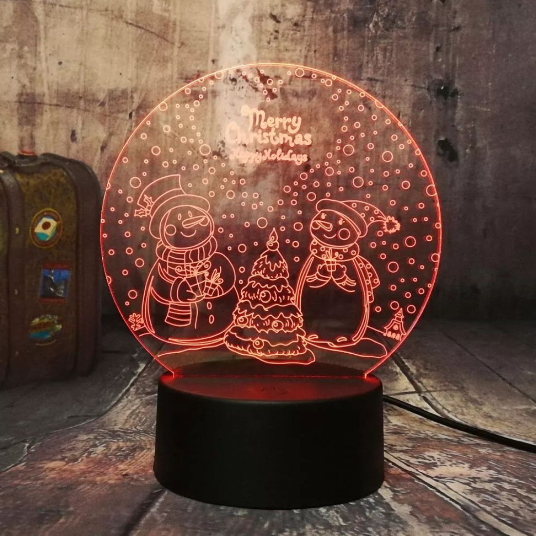 Светодиодный 3D ночник Шар Merry Christmas, USB, 8 цветов