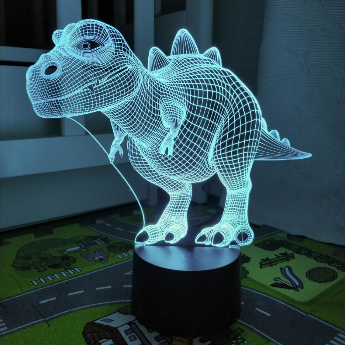 Светодиодный 3D ночник Динозавр, USB, 8 цветов
