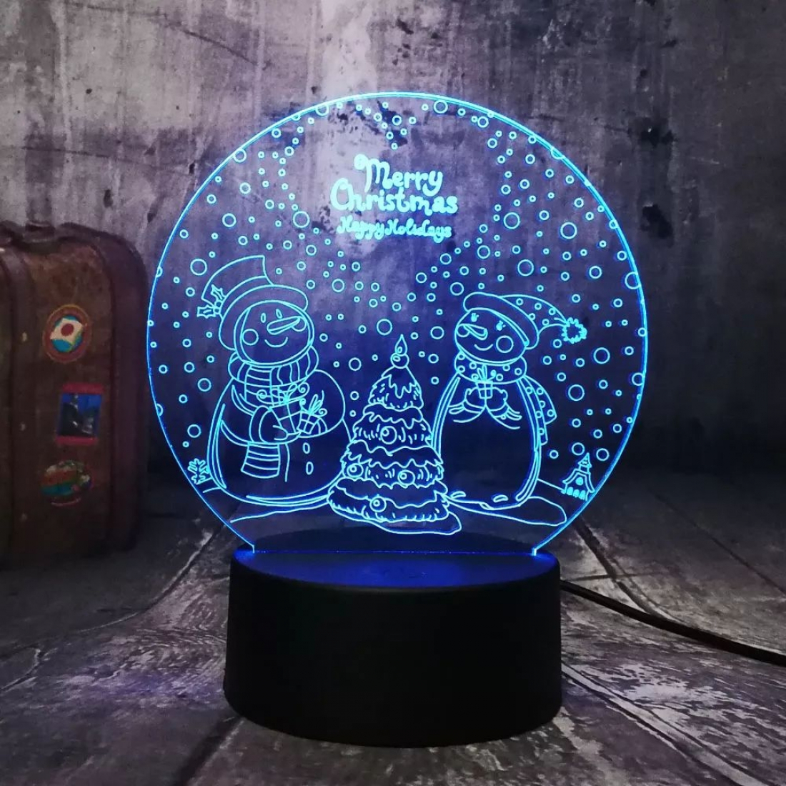Светодиодный 3D ночник Шар Merry Christmas, USB, 8 цветов