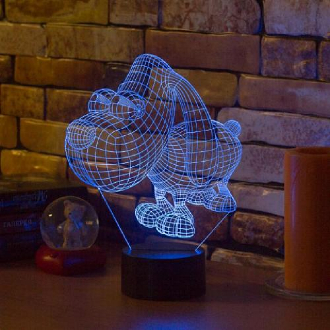Светодиодный 3D ночник Собака, USB, 8 цветов