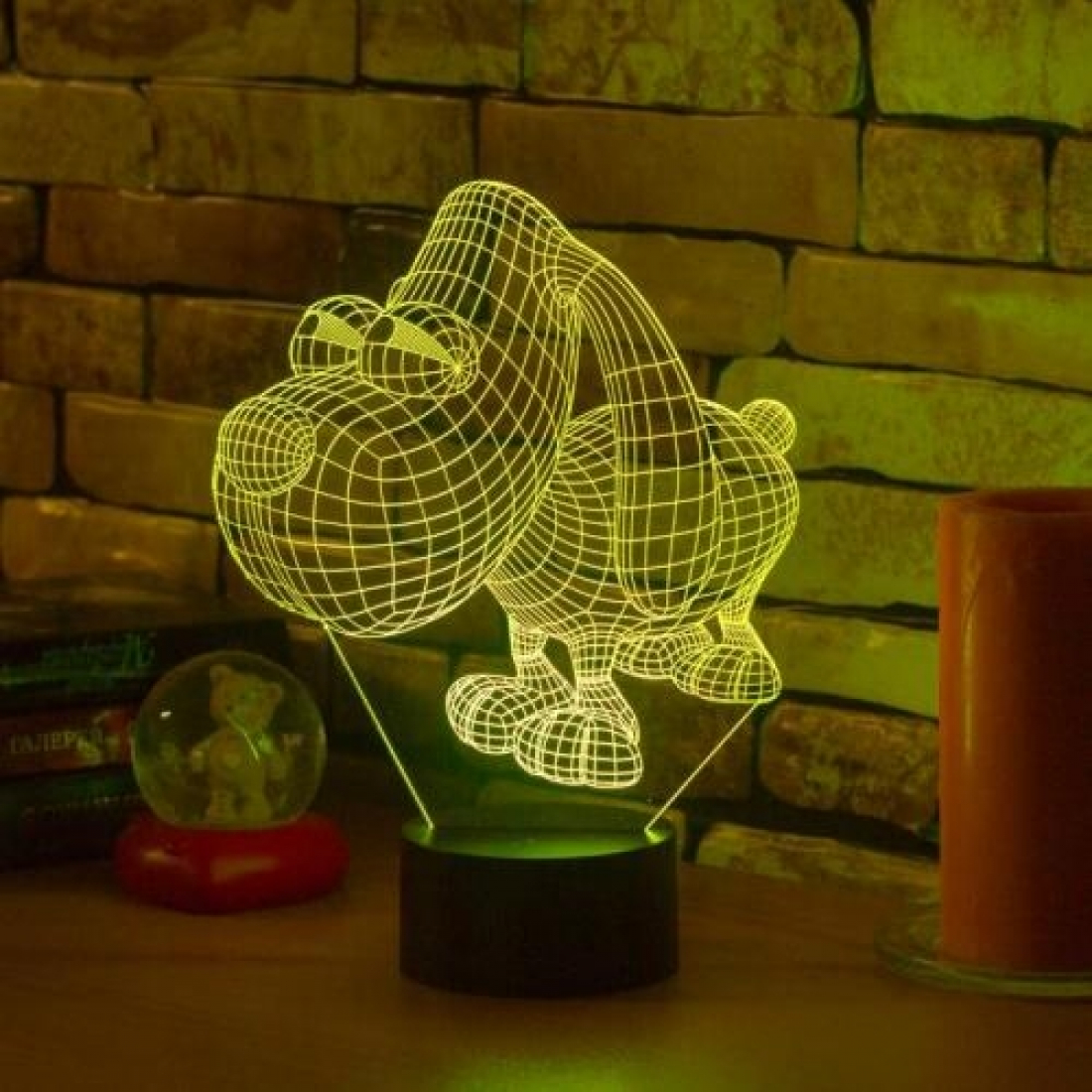Светодиодный 3D ночник Собака, USB, 8 цветов