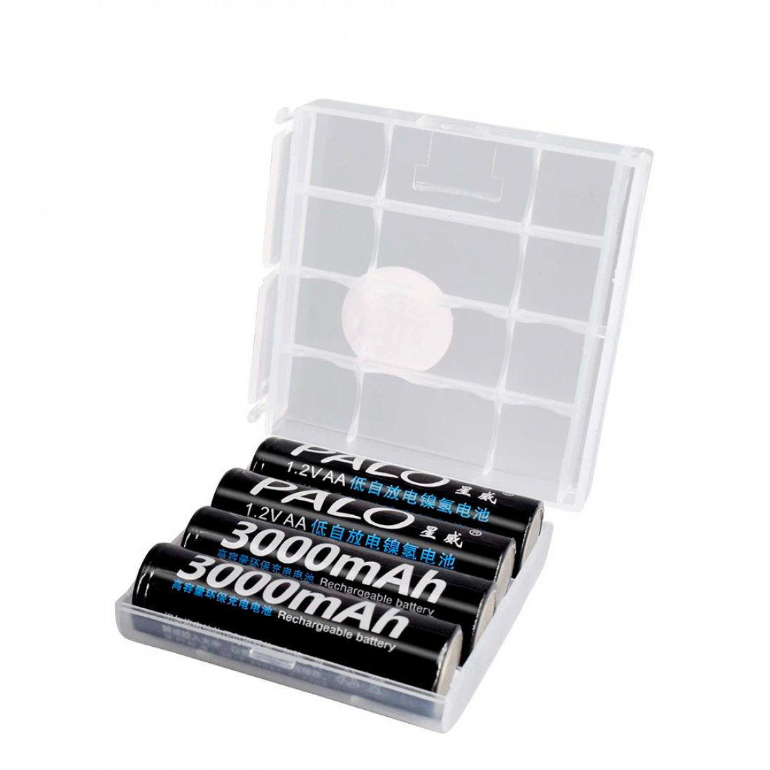 Аккумуляторные батарейки АА Ni-MH (Пальчиковые) Palo 3000 mAh, 1.2 V Комплект 4шт + кейс