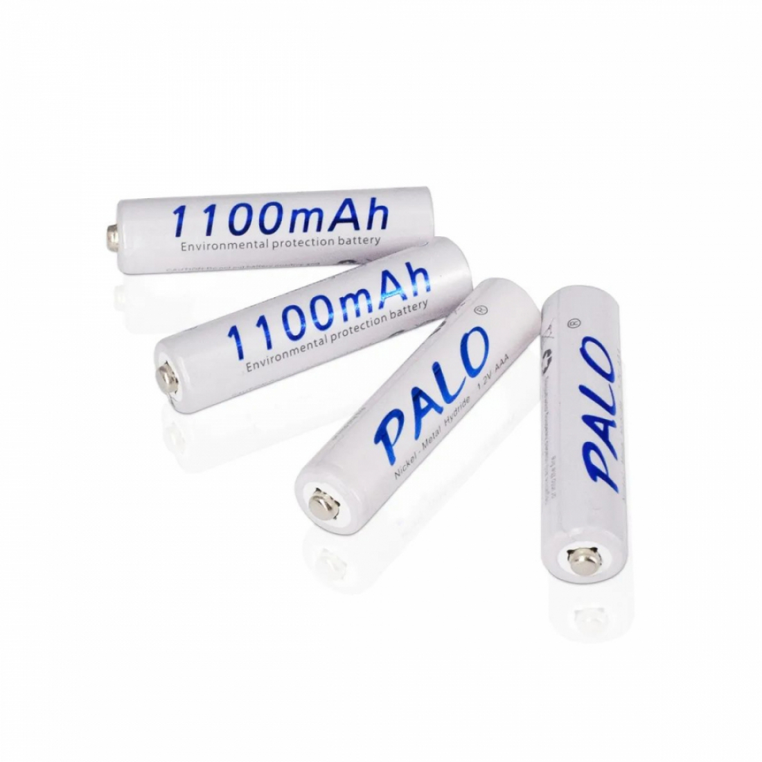Аккумуляторные батарейки ААA Ni-MH белые (Мизинчиковые) Palo 1100 mAh, 1.2 V Комплект 4шт + кейс