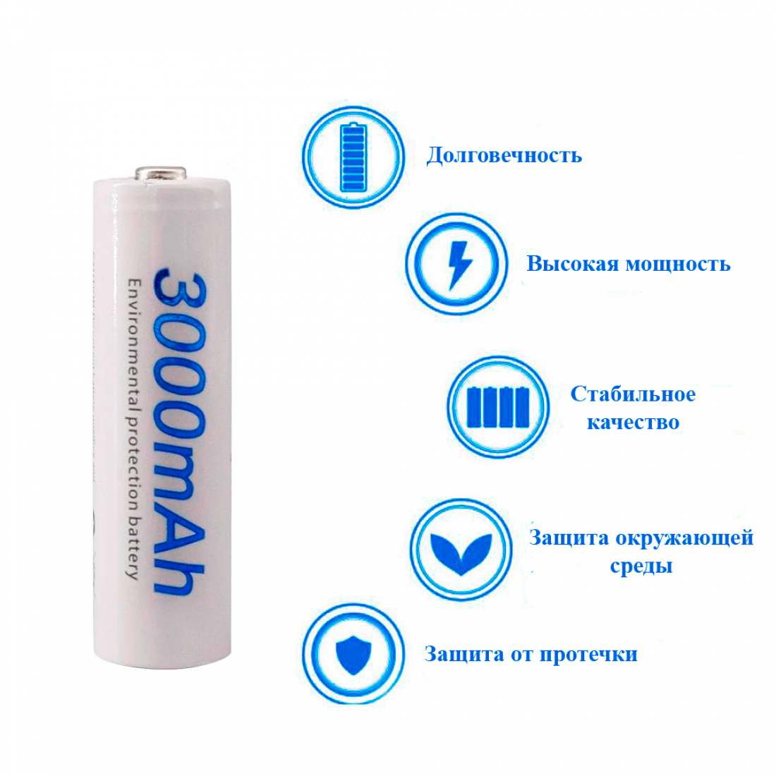 Аккумуляторные батарейки АА Ni-MH белые (Пальчиковые) Palo 3000 mAh, 1.2 V Комплект 4шт + кейс + зарядка v2