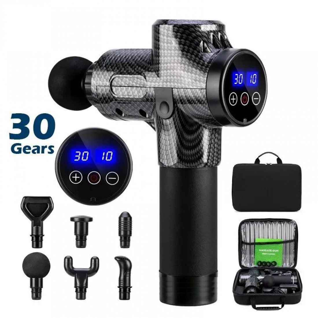 Перкуссионный массажер для тела серый Muscle Massage Gun