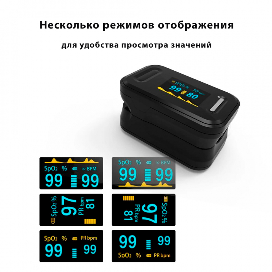 Пульсоксиметр Yonker Finger Pulse Oximeter YK-81C черный