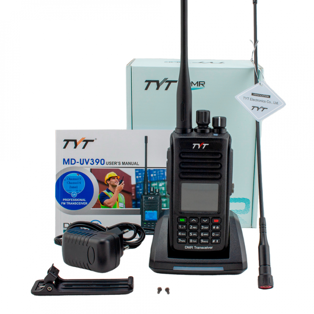 Цифровая рация TYT MD-UV390 10Вт DMR AES256 TYPE-C с акб 3200 мАч