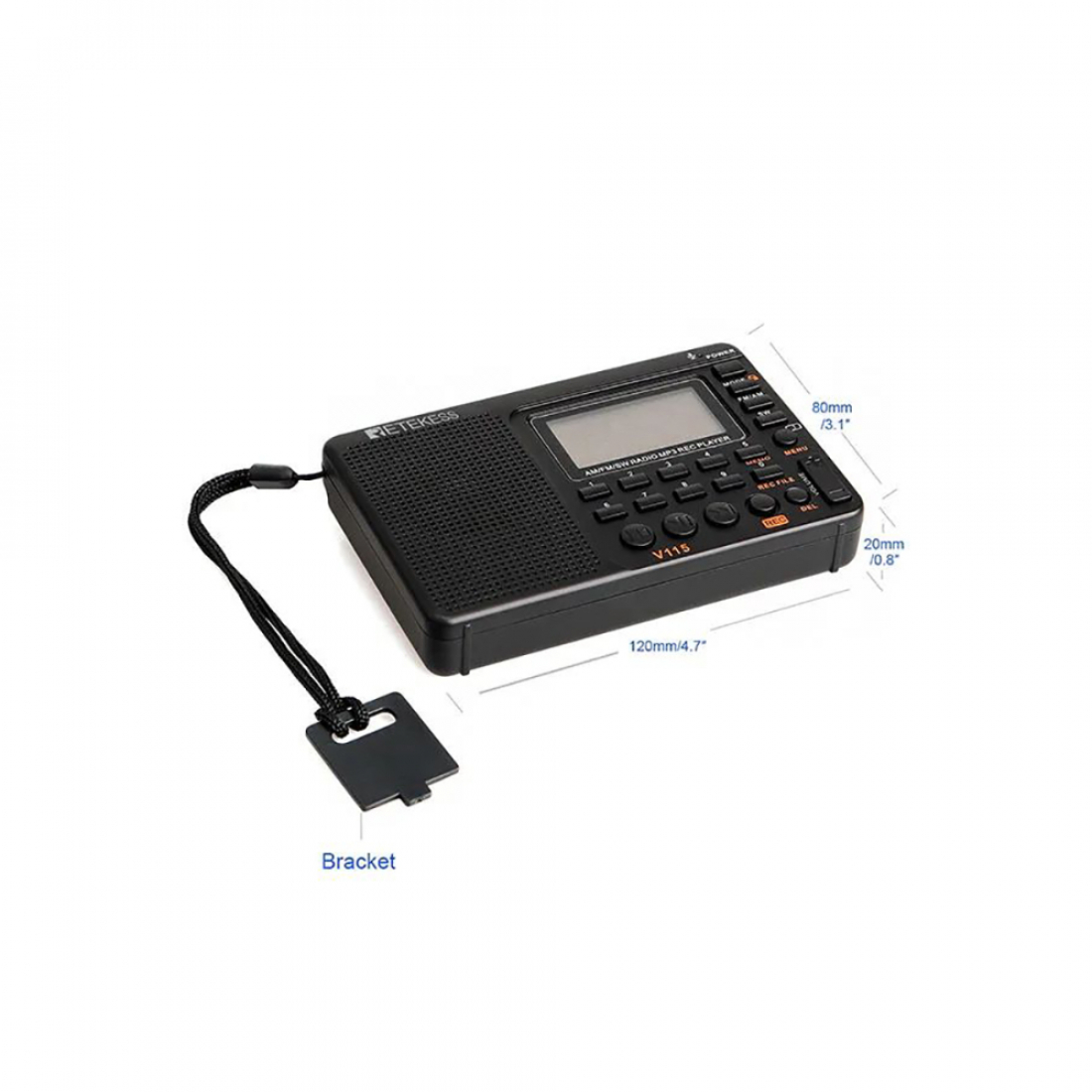 Радиоприемник Retekess V115 (AM, FM, SW) Портативное FM радио, MP3-плеер, MicroSD