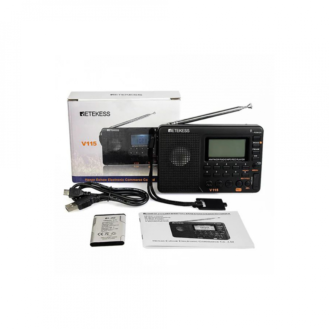 Радиоприемник Retekess V115 (AM, FM, SW) Портативное FM радио, MP3-плеер, MicroSD