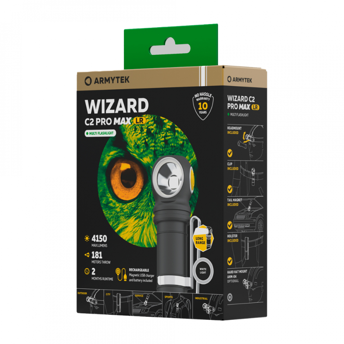 Armytek Wizard C2 Pro Max Magnet USB LR+21700, 4150 лм / белый свет / аккумулятор