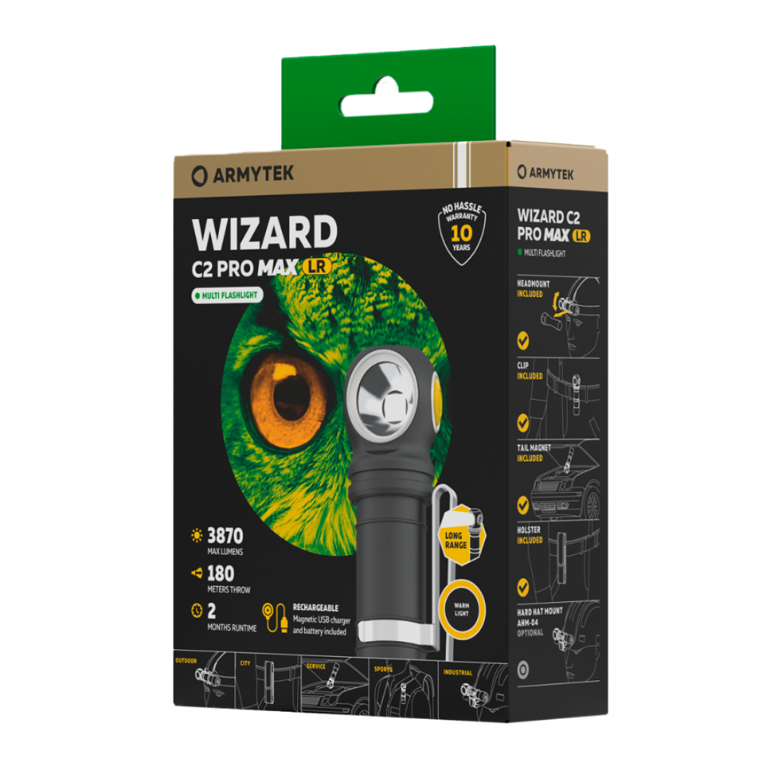 Armytek Wizard C2 Pro Max Magnet USB LR+21700, 3870 лм / теплый свет / аккумулятор
