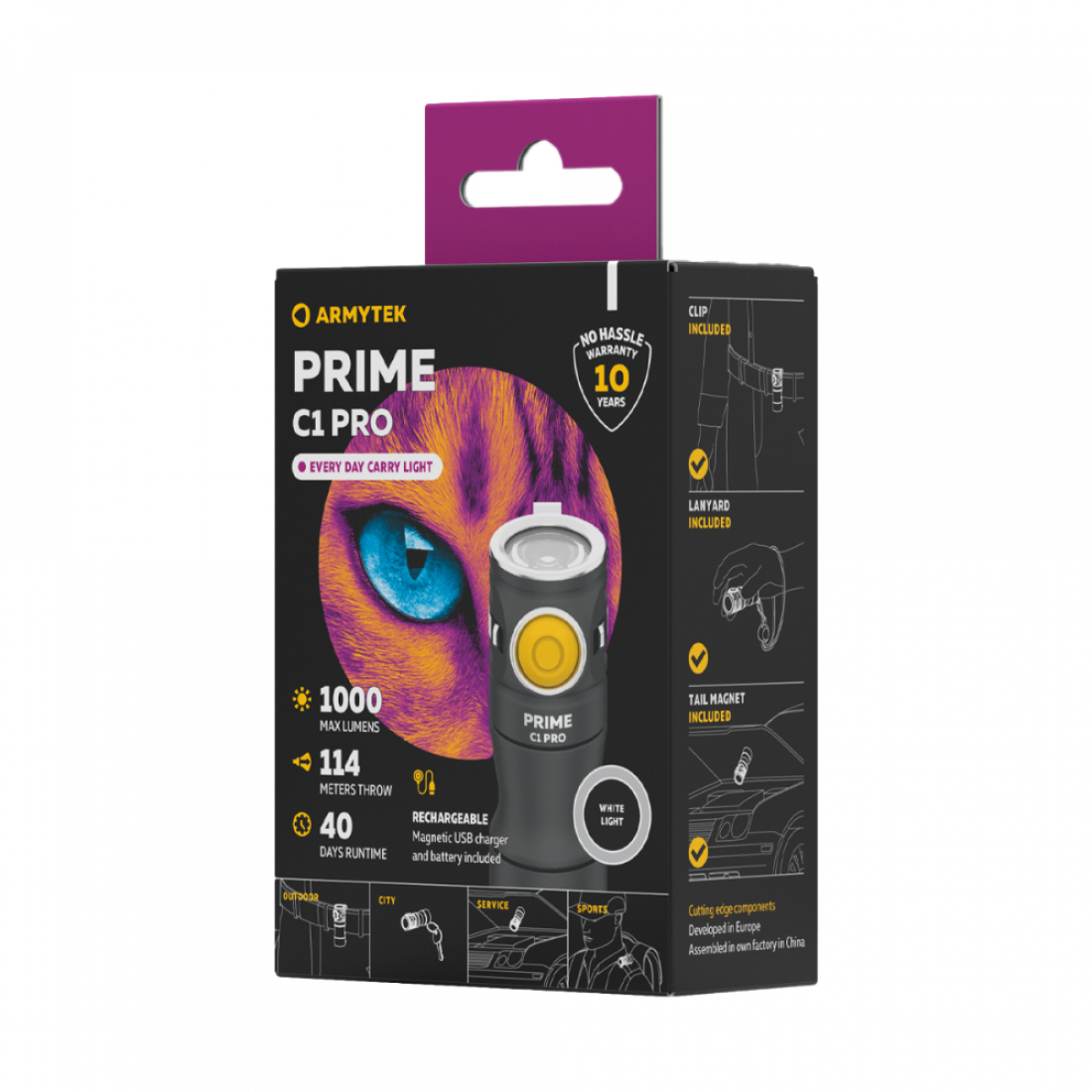Armytek Prime C1 Pro Magnet USB+18350, 1000 лм / холодный свет / аккумулятор