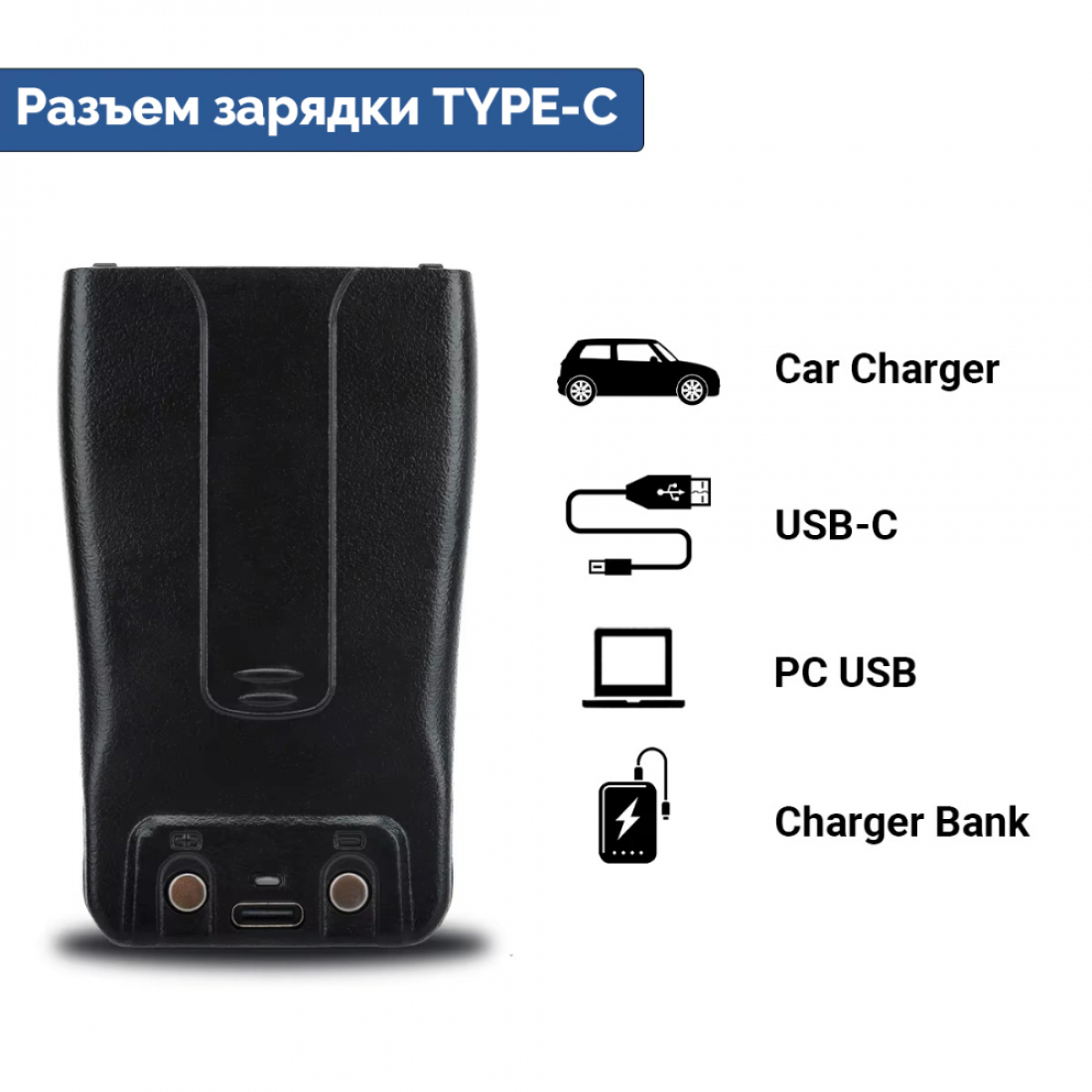 Аккумулятор для рации Baofeng BF-888S 2800мАч Type-C