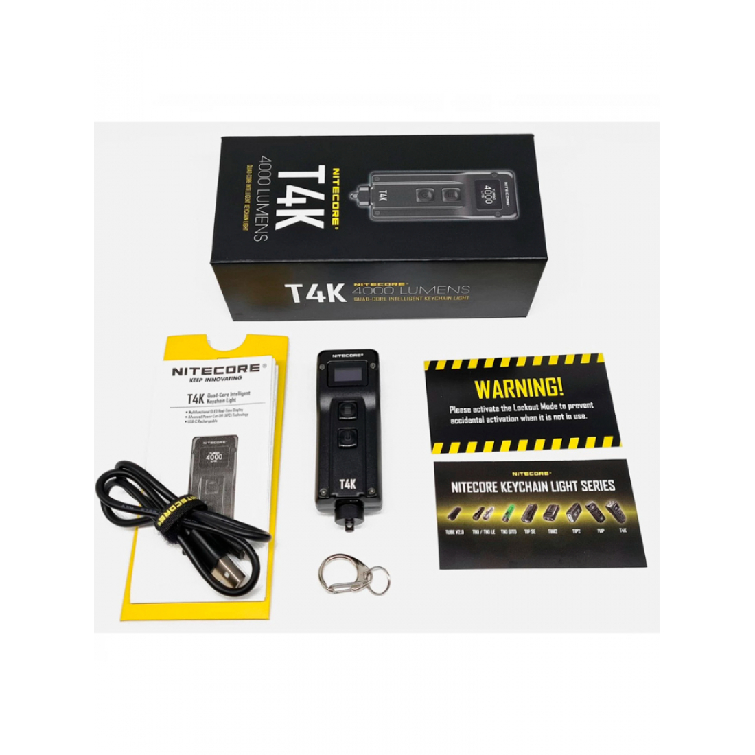 Фонарь брелок светодиодный Nitecore T4K, аккумуляторный, 4000 люмен, черный