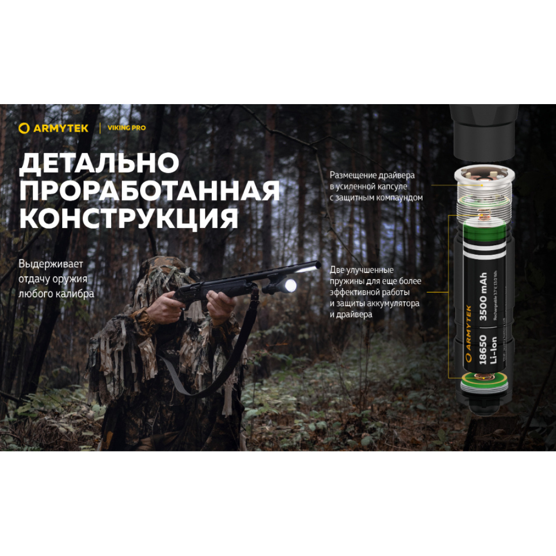 Фонарь Armytek Viking Pro Magnet USB, 2200 лм / холодный свет