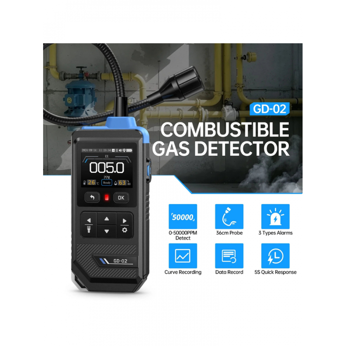 Детектор утечки горючих газов FNIRSI GD-02 3в1