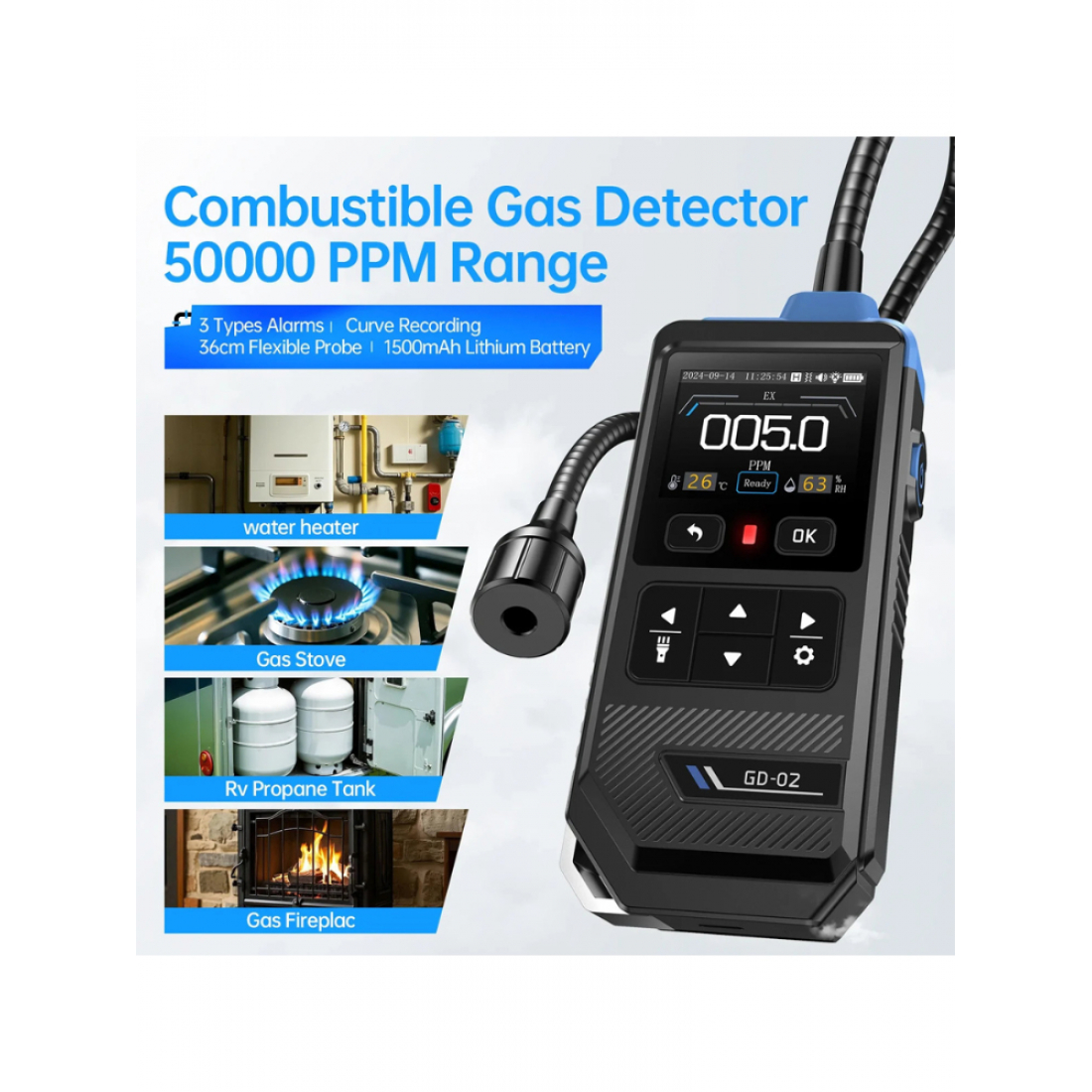 Детектор утечки горючих газов FNIRSI GD-02 3в1